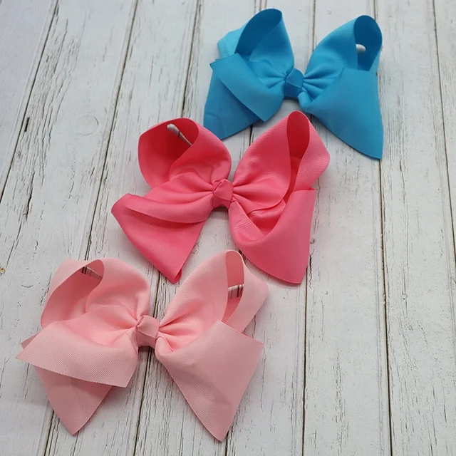 8 inch Big Hair Solids Bow Boutique Large Hair Bows,Colorful Grosgrain Ribbon Hair Clips Bows for Girls