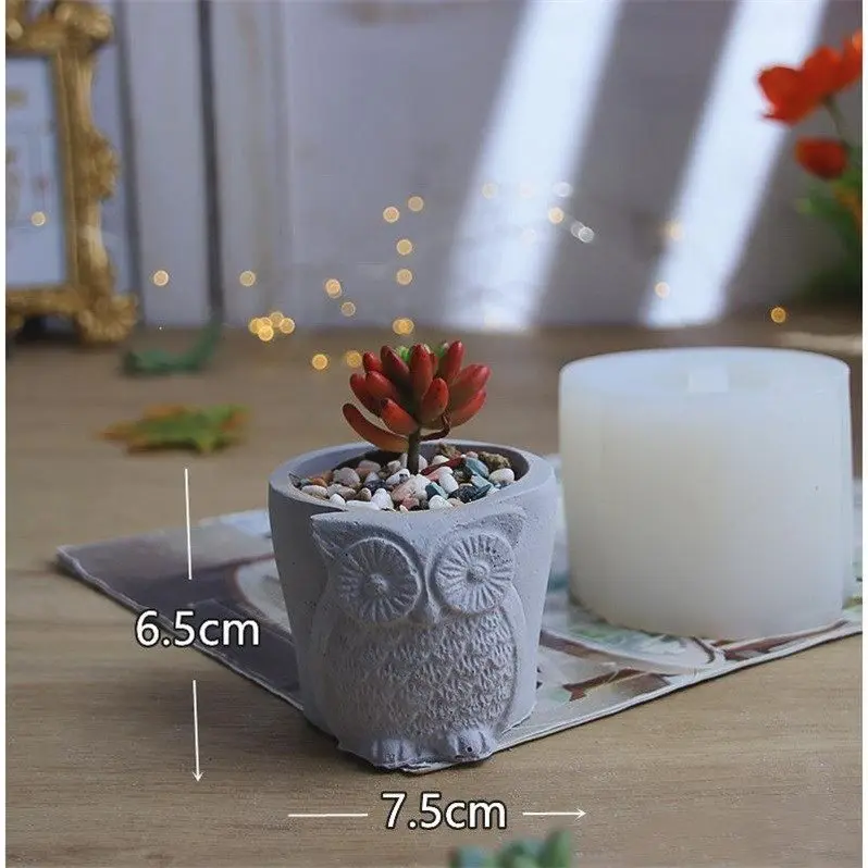 LK260Cement Elephant Flowerpot Silicone Mold Conch Hedgehog Owl Geometric Potted Flowerpot Mold