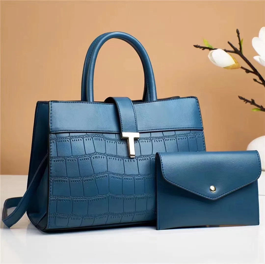 Luxury Women Bags New Pu Leather Tote Bag Shoulder Bag And Purses For Ladies Fashion Women Handbag Set Of 2 Pieces With Wallet