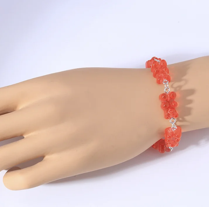 Cute Gummy Bear Bracelet Transparent Candy Color Resin Bear Bracelets And Bangles 03BC032
