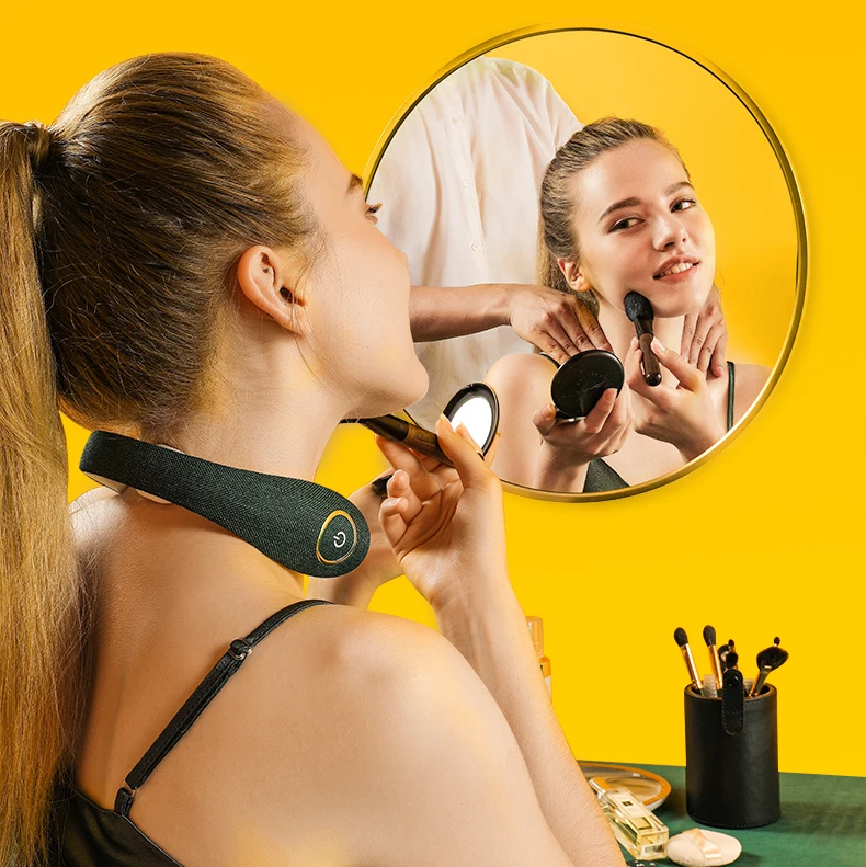 Powerful Wireless Mini Electric EMS Neck Massager Intelligent Remote Control Heating Electronic  Neck Massager