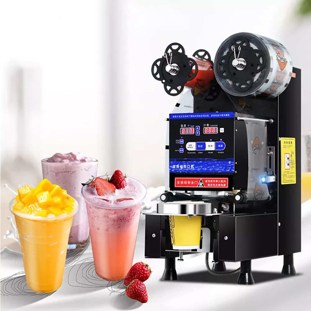 portable automatic boba tea round plastic cup sealing machine
