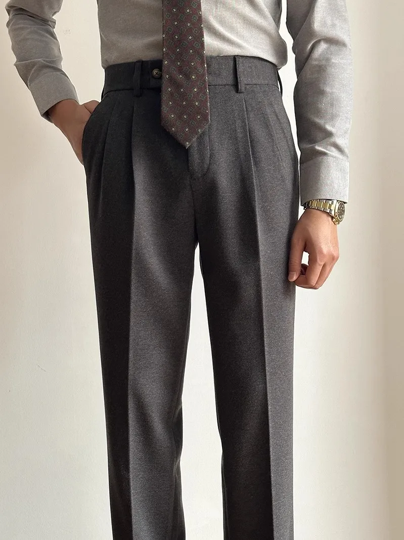 Suit pants men light ripe British retro business Naples pendant straight slim fit with casual trousers men