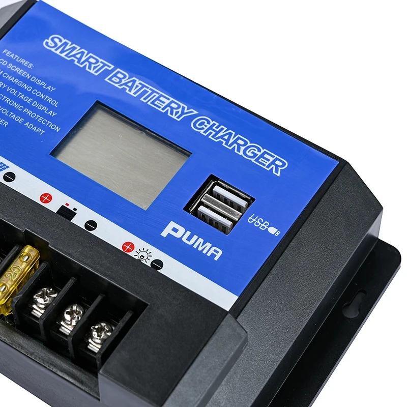 10А 20А 30А USB PWM контроллер солнечного заряда Панель батареи Регулятор Интеллектуальный 12 В 24