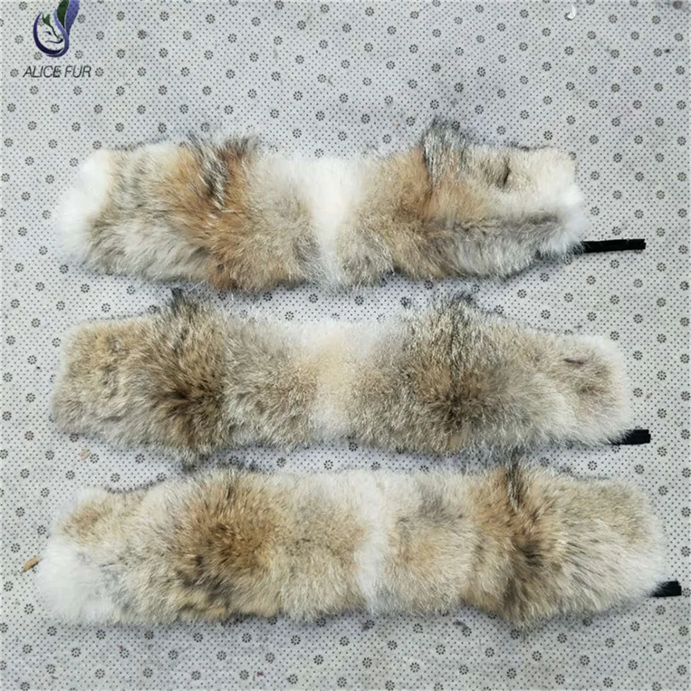 High quality Natural Coyote fur hood trim real genuine wolf fur collar trim strips for dow jackets