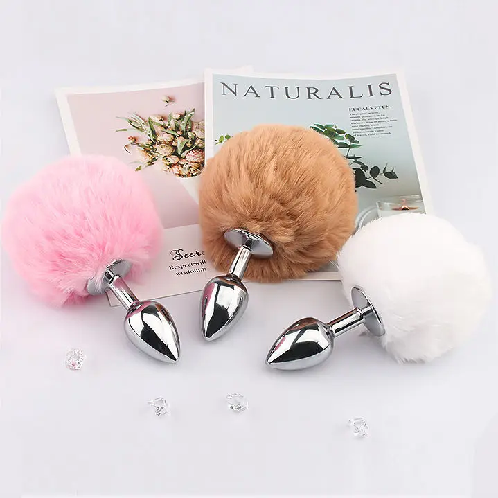 New Model Sex Toys Japan Girl Av Adult  Soft Gay Huge Expand Plush Furry Fuzzy Metal Cat Rabbit Tail Anal Plug Butt
