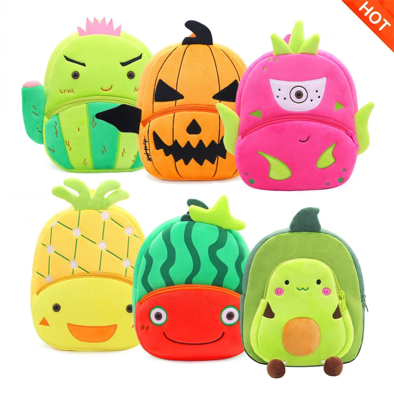 Cute cartoon fruit series plush backpack 2-4 years old kindergarten backpack plush bag backpacks