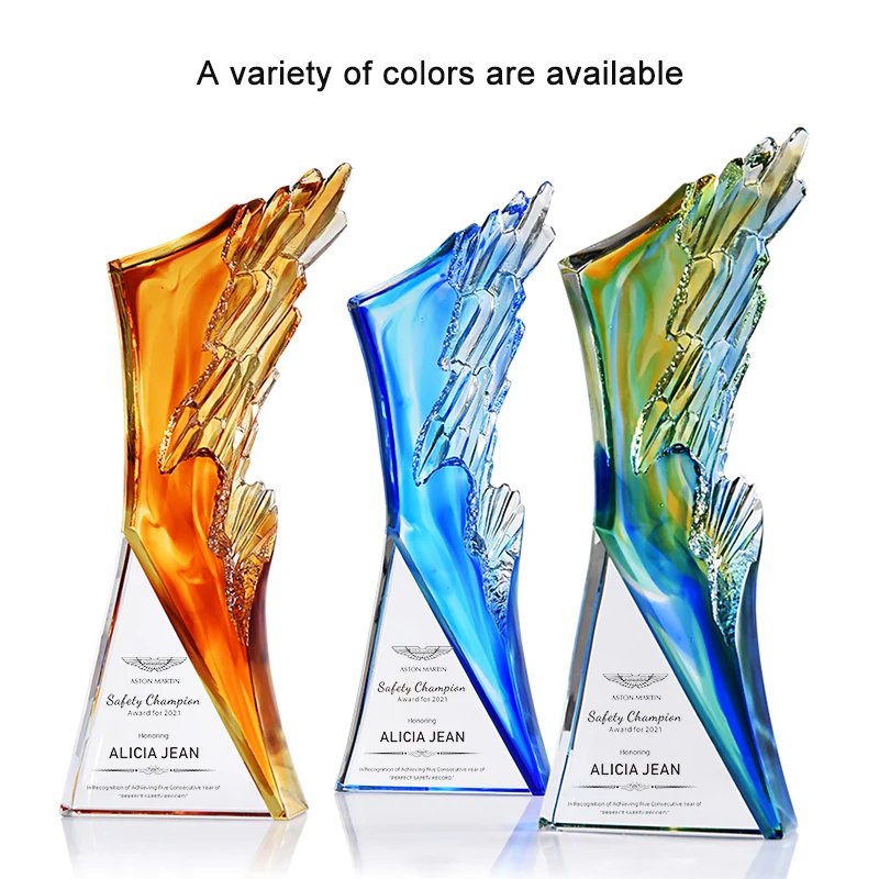 Jadevertu new annual award trophy liuli patent trophy for corporate gift business souvenir