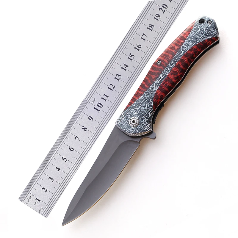 Stainless steel handle knifes folding blade camping hunting knife