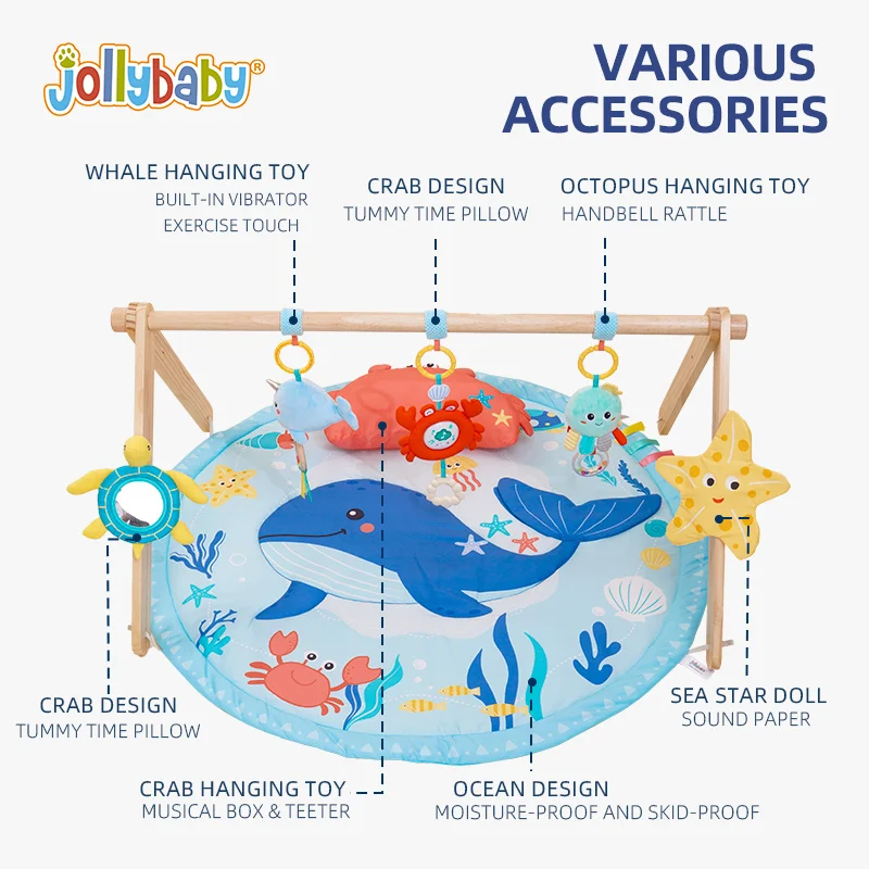 Baby Play Gym Activity Mat 5 Detachable Toys Newborn Infant Essentials  Tummy Time Mat Promote Skills Sensory Development Mat