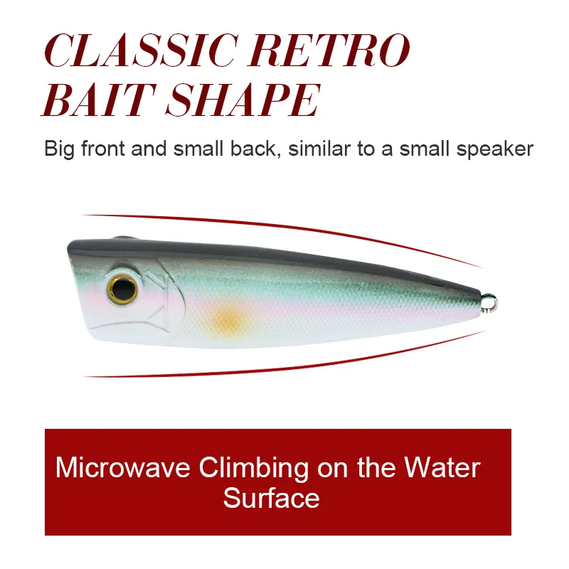Shinny coating popper 12.8g 80mm 10colors 3D bionicc fish eye classic reteo bait shape incisive three hook