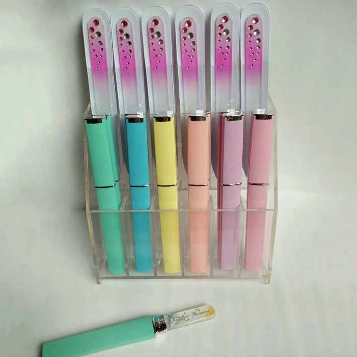 High Quality Safe Material Comfortable Red Large Small Glass False or Natural Manicure Nail Art Polish Files in Plastic Tube