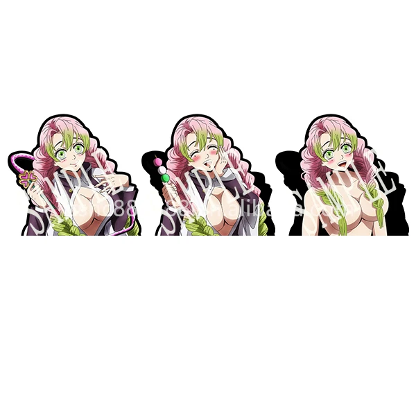 New Season Anime Demon Slayer 3D Motion Stickers Sexy Cute Girl Lenticular Flip Car Decars Laptop Water Cup Decor