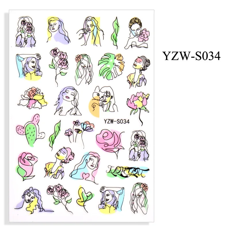 22 Styles 3D Nail Stickers Butterfly Korea Trendy Abstract Nail Art Decor Stickers