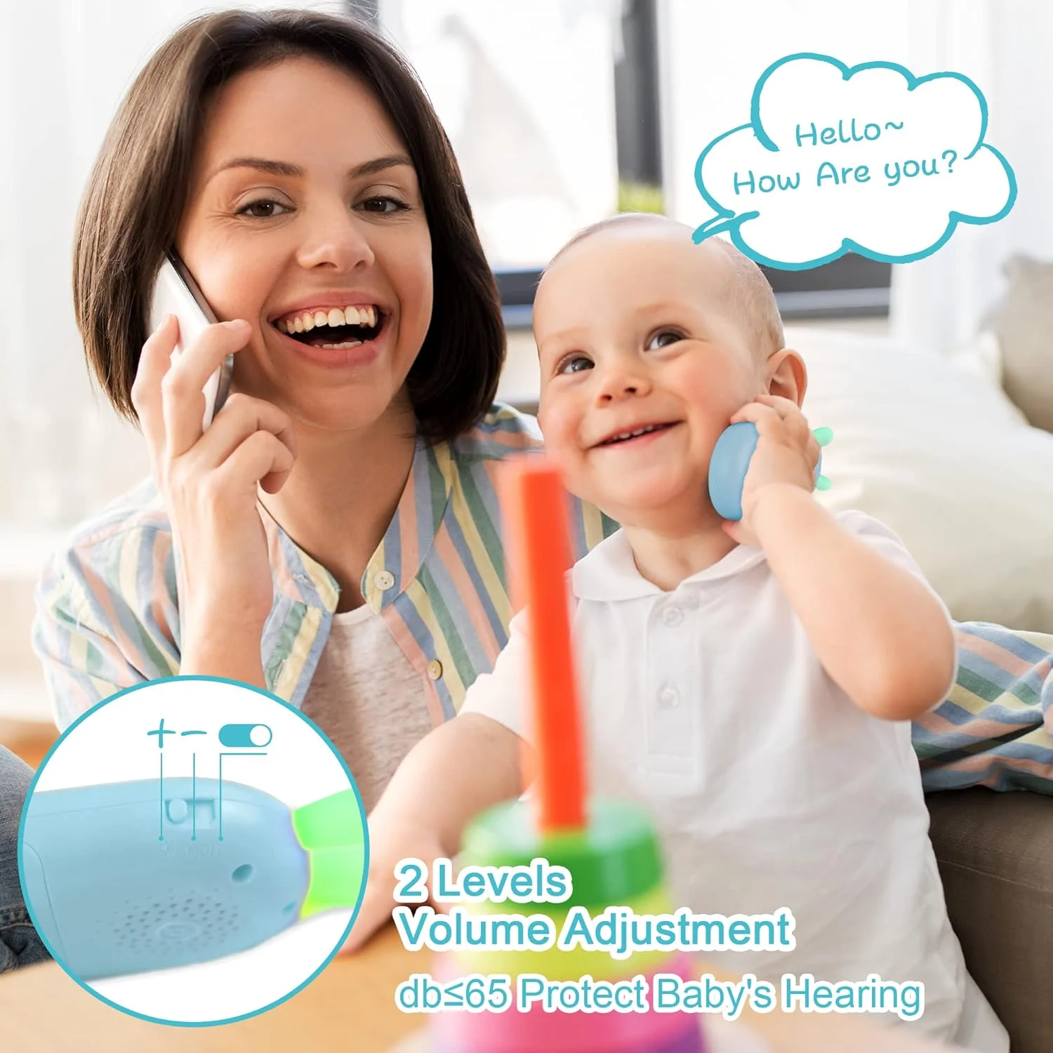 Customized Molding Push Buttons Baby Phone Toy Interactive Educational Sound Toy Phone For Children
