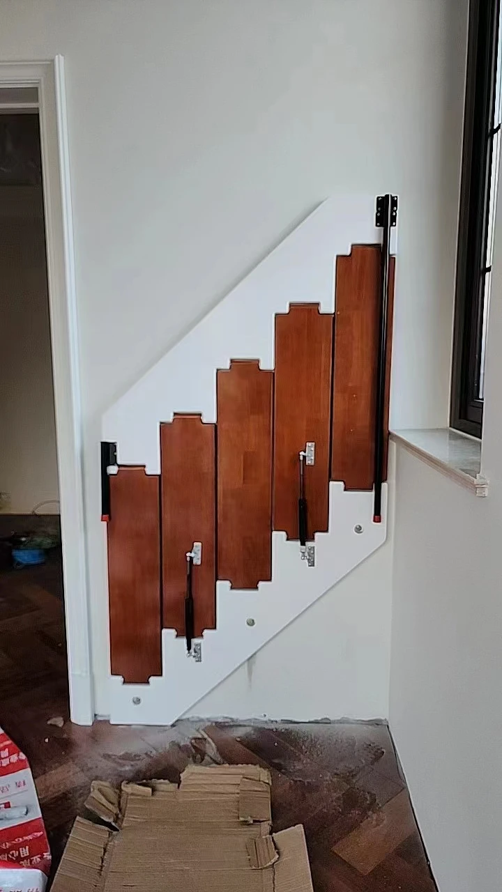Best selling folding wooden staircase safe and stable attic foldable stair outdoor metal stair railing portable