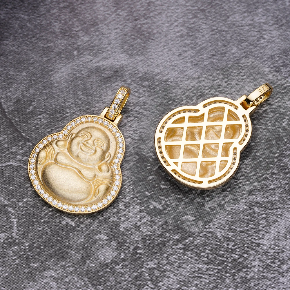 Thai Buddhism Budda Necklace Chain Mens 14K 18K 24K Gold Plated Big Baby Laughing Buddha Head Vintage Pendants Charms