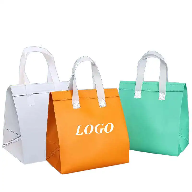 Non Woven Aluminum Foil Cooler Bag Small Takeaway Cold And Hot Drinks Coffee Food Delivery Disposable Thermal Insulated Bag