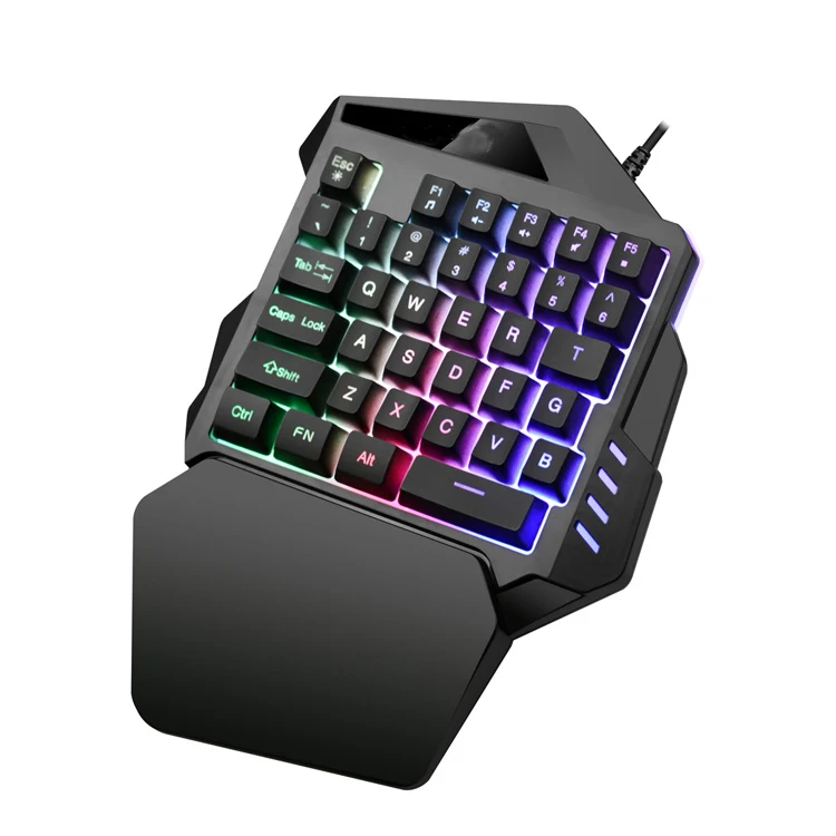  Профессиональная Механическая Проводная игровая USB клавиатура Rainbow light с одной рукой 35