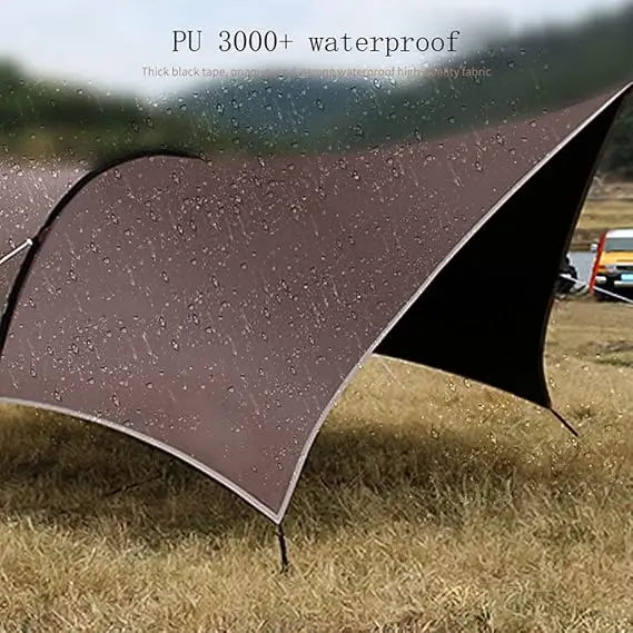8+Persons Large Space Habib Tent Thickened Black Glue Coated Multi-function Barbecue Sunshade Sunscreen Rainproof Awning Canopy