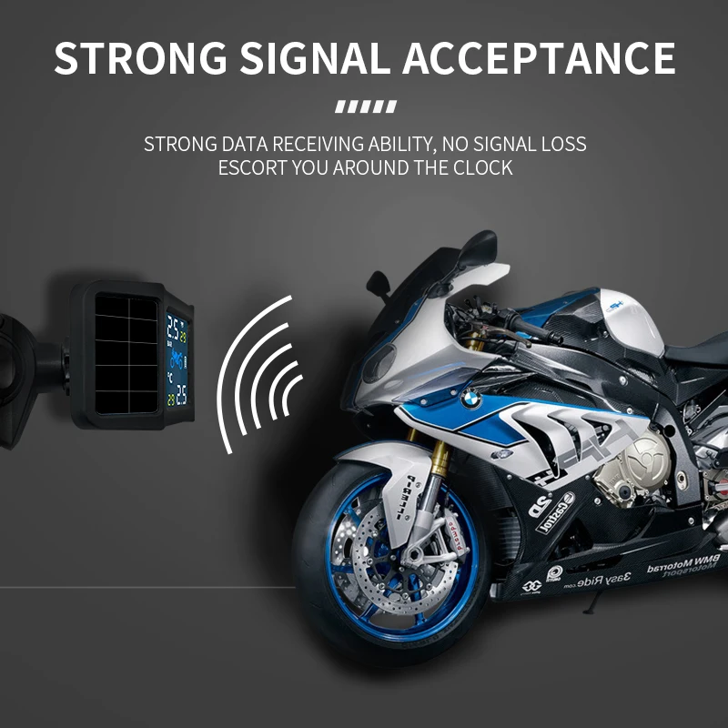 Bicycle Bike Motorcycle 2 wheels Tire Pressure Monitoring System TPMS with Solar Digital Wireless External Sensor