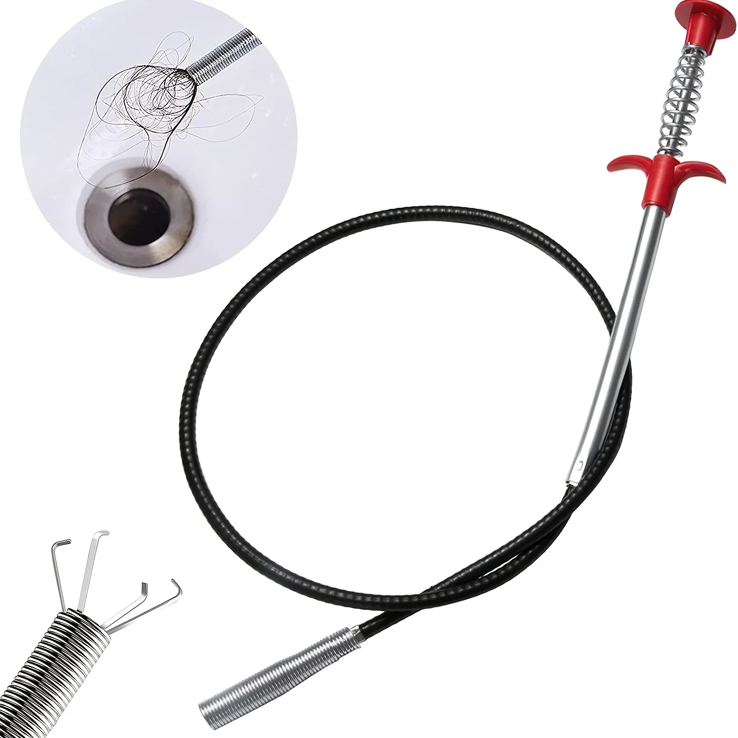 4-claw metal and plastic drain snake cleaner hair cleaner - kitchen sink spring pipe blockage remover