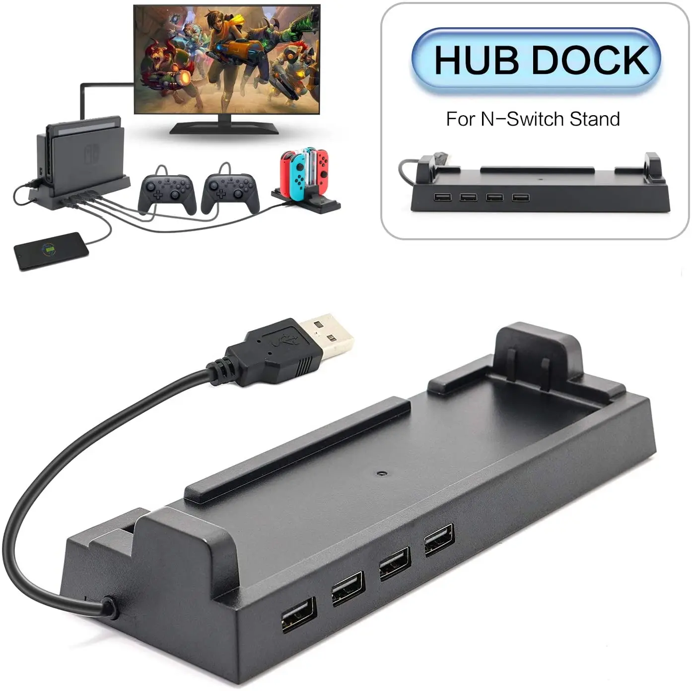 USB-концентратор для Nintendo Switch с 4 выходными портами проводных профессиональных контроллеров/Keyboar/ Joy-Con Dock/