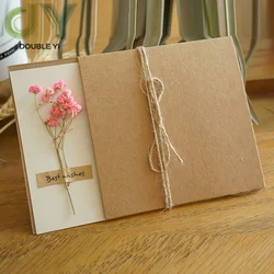 Dry Flower Invitation Greeting Card Handmade Leave Message Paper Cards for Birthday Christmas Thanksgiving Day