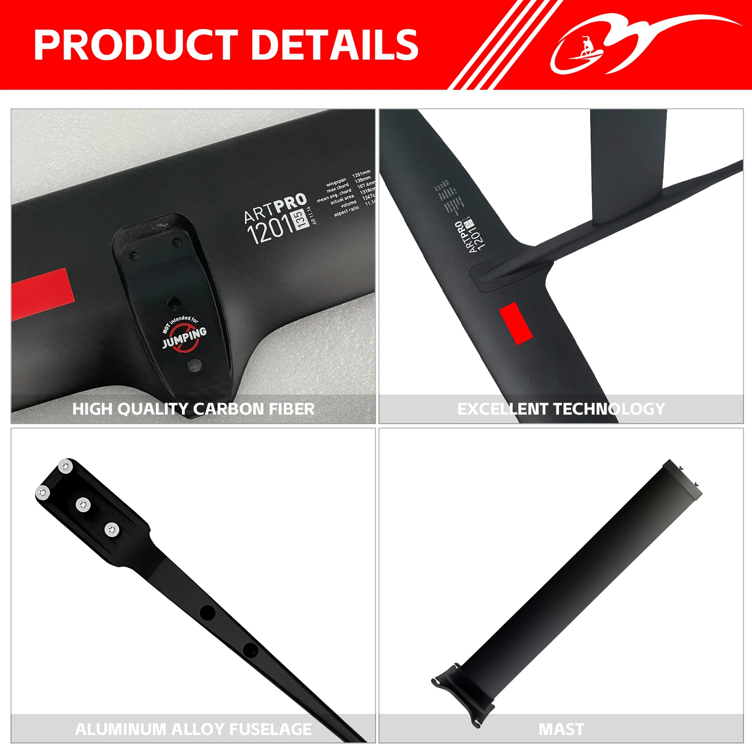 2024 GY ART PRO 1201 Hydrofoil Water Sport Board High Performance Carbon Fiber Aluminum Mast Kite Wing New Generation Surfing