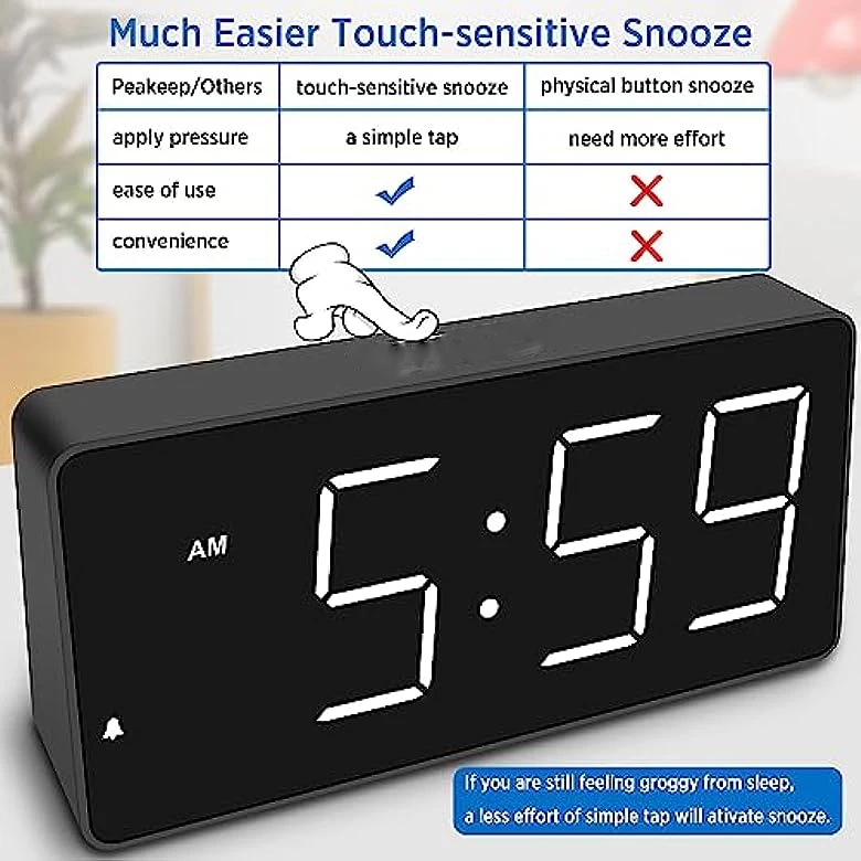 Wholesale price modern decorative custom wooden table digital kids smart led light alarm clock
