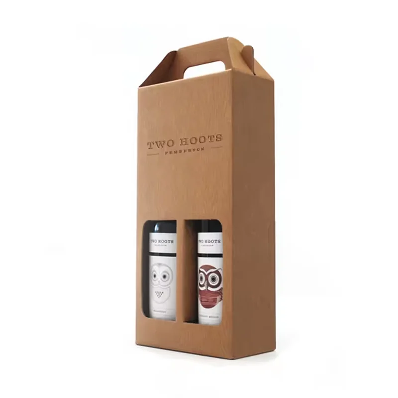 Wholesale Custom Logo Red Wine Bottle Gift Cardboard Shipping Corrugated Paper Boxes Wine Packaging Box With Window