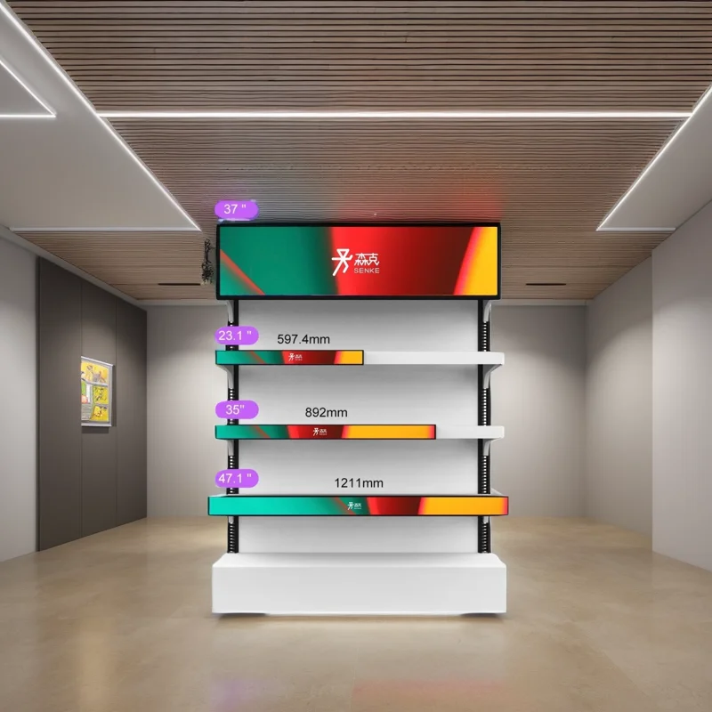 SenKe Custom Size LCD 28 Inch LCD Panel Stretched Bar Display Shelf Touch Bar Screen