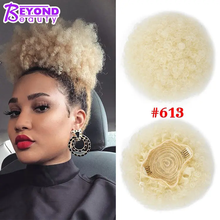 Synthetic Hair Chignon Afro Kinky Bun Curly Chignon Hair Short Drawstring Chignon Bun