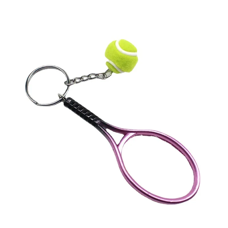 2023 Hot Selling Mini Tennis Ball Bat Keychain Keyring Car Backpack Pendant Sports Souvenir Gifts Tennis Ball Keychain Llaverode