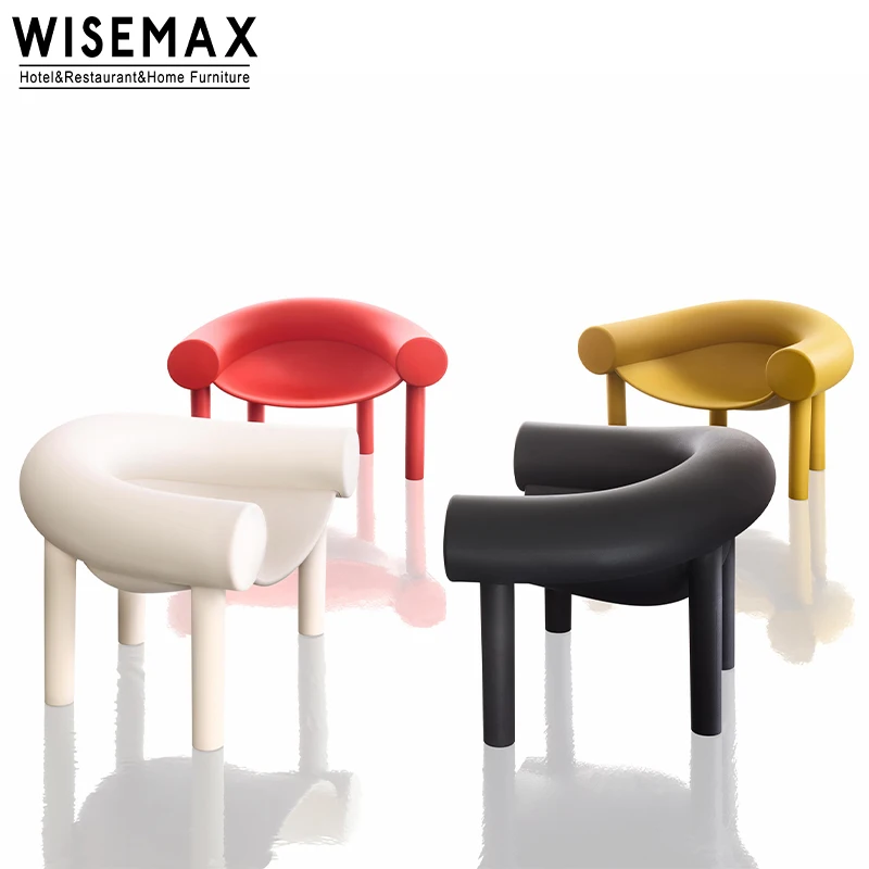 WISEMAX FURNITURE Wholesale reading room plastic chair living room furniture curved backrest horseshoe yellow leisure armchair