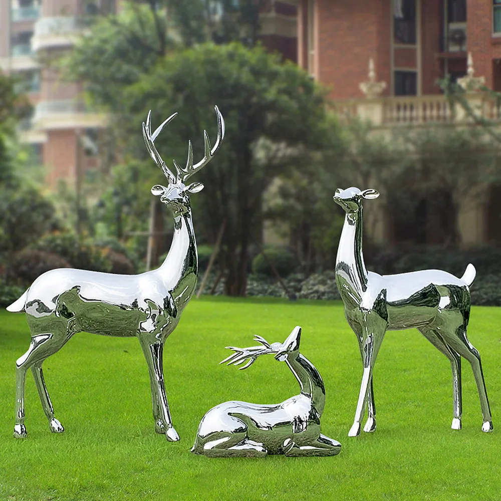 Keenhai customized large garden sculpture stainless steel deer statue