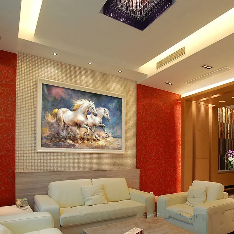Abstract Portrait Oil Painting Modern Pretty Horses Scene,Office Wall Decoration on Canvas