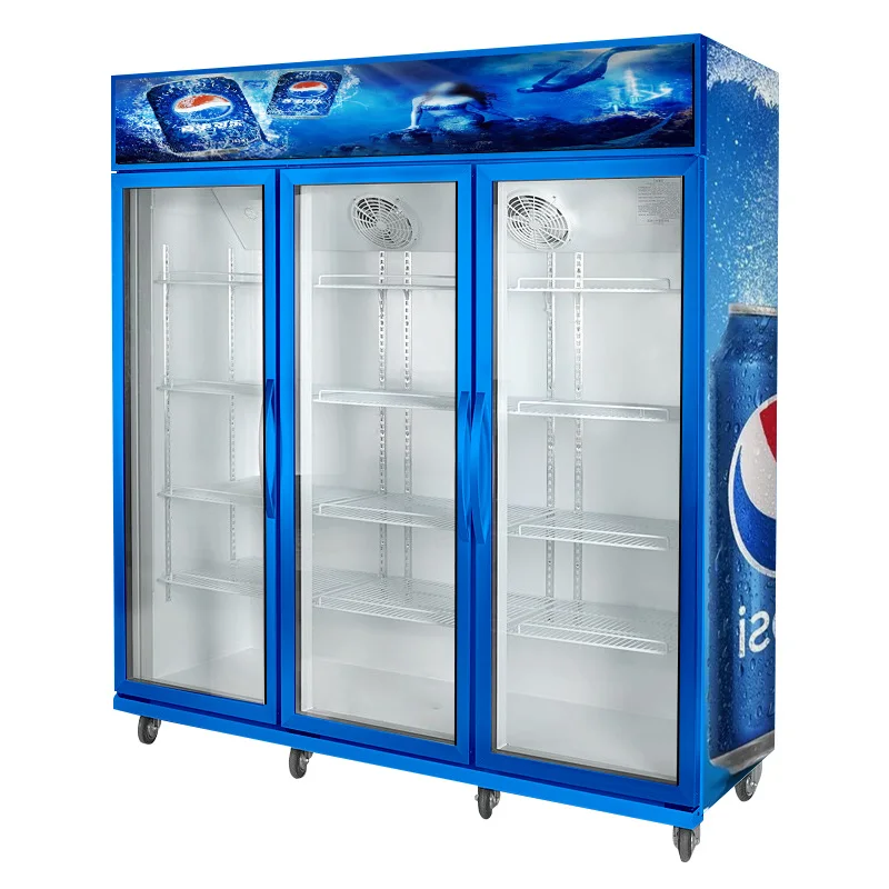 Commercial Supermarket Display Refrigerators Two Glass Door Beer Fridge Upright Beverage Cooler Freezer good price