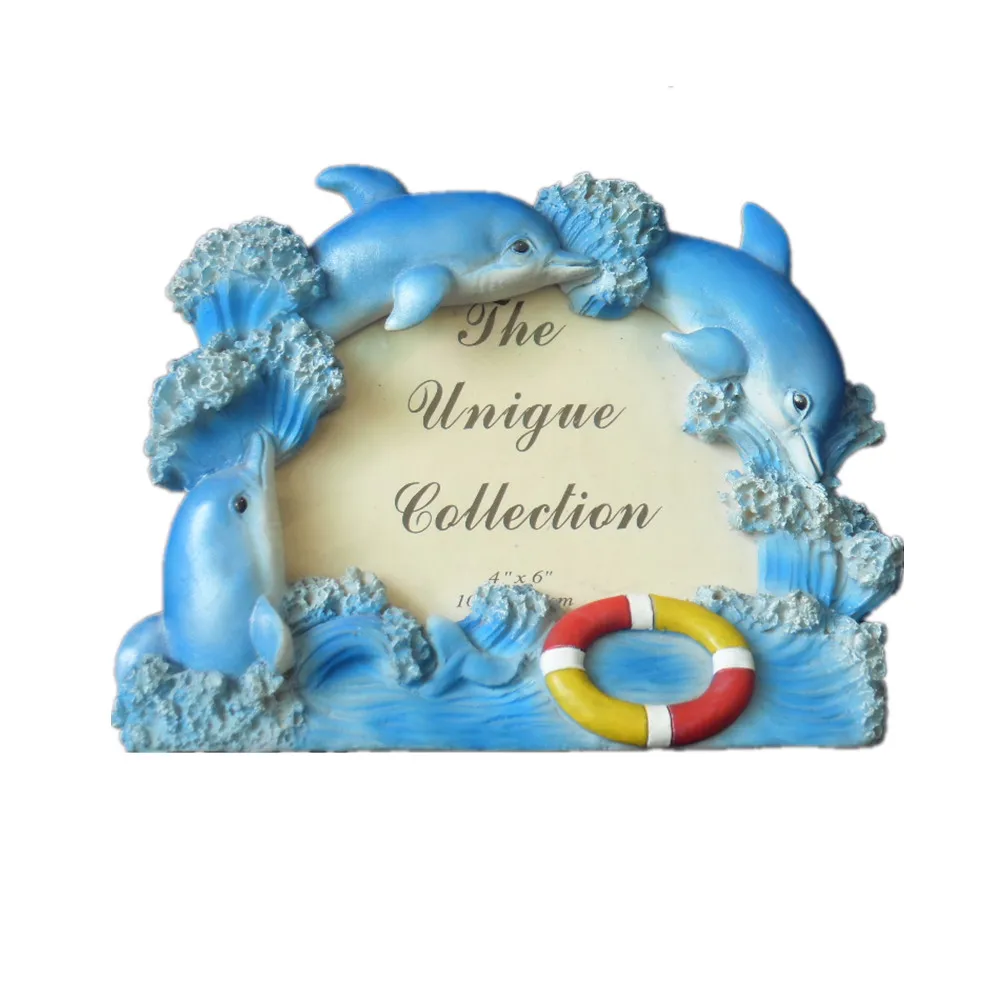 Nautical Style 3D Dolphin Photo Frame Resin Craft Animal Series for Home Decoration and Tourist Souvenirs