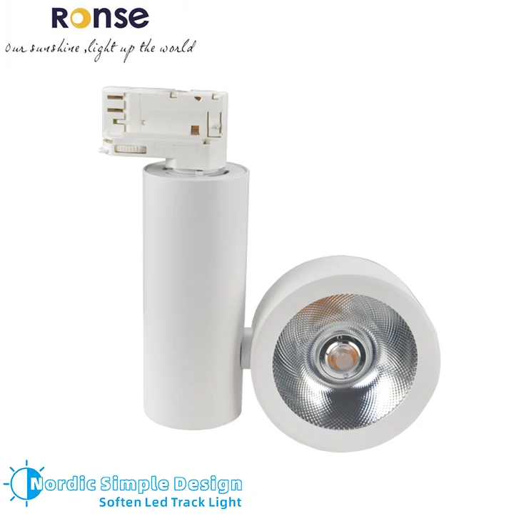 RONSE 110V Indoor IC Driver Cylinder Junction Box Round Rail Track Light System Ip20 20watt 30watt 40watt Led Track Light