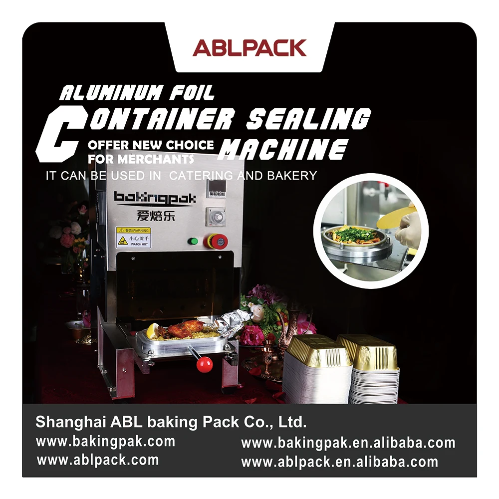 smooth wall catering container cake mold tray plate ABLPACK aluminum foil baking cup fast food package sealer making machine