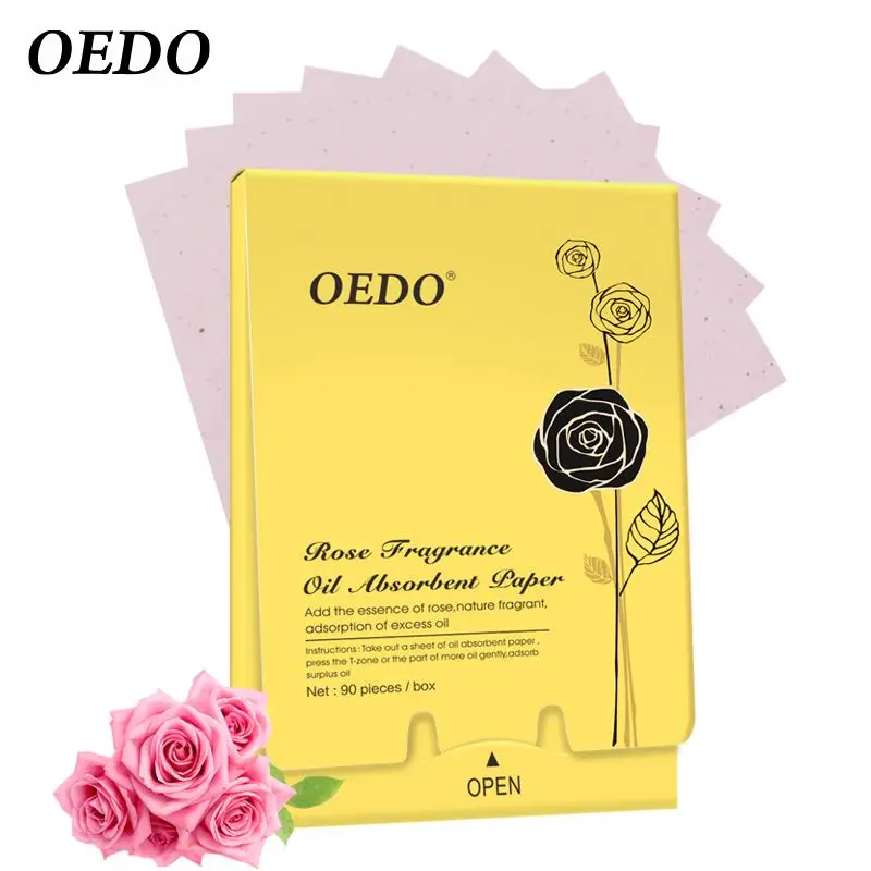  OEDO 90Pcs Rose Fragrance Oil Absorbent Paper Portable Efficient Refresh Absorbing Facial