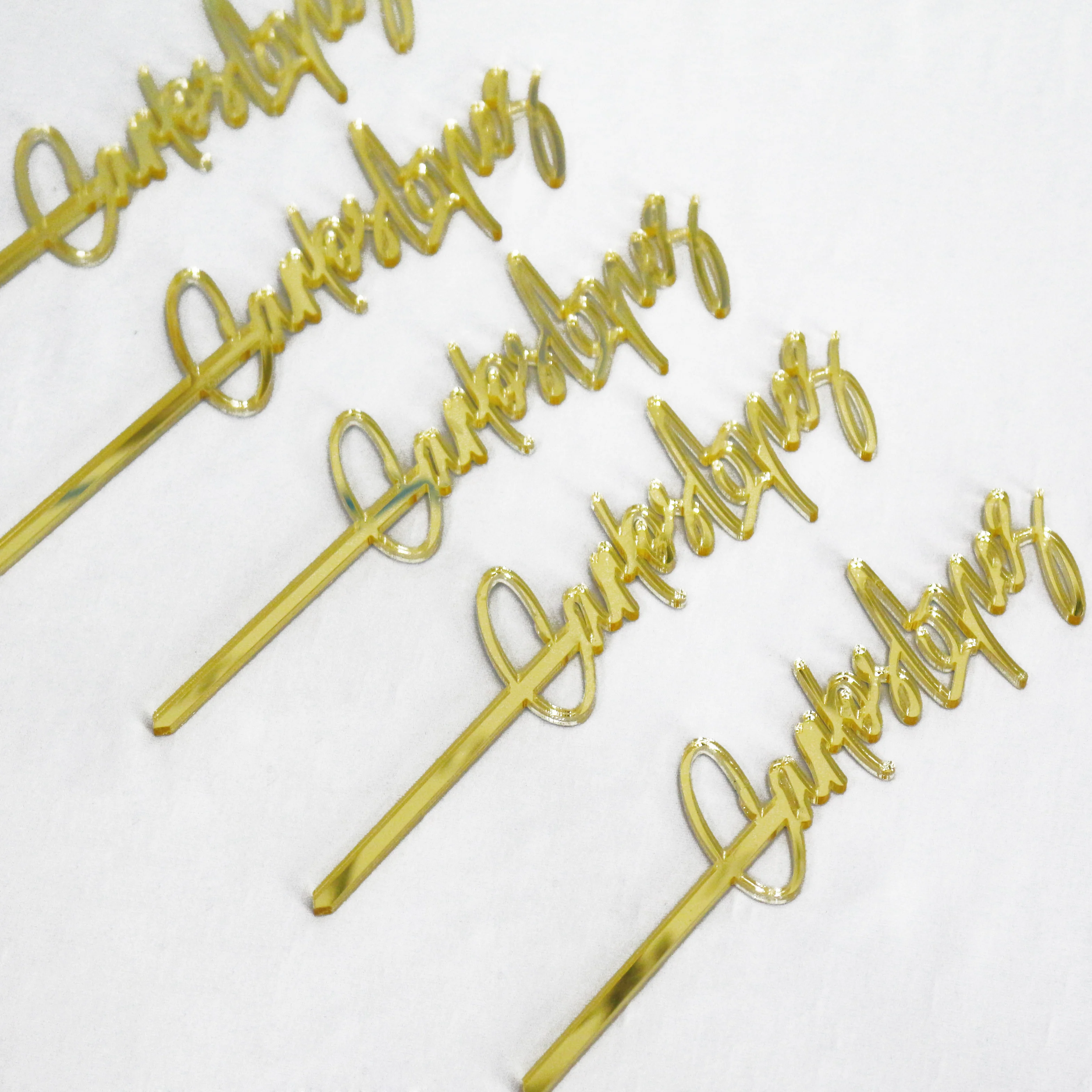 customized logo gold color mirror acrylic stir stick for wedding