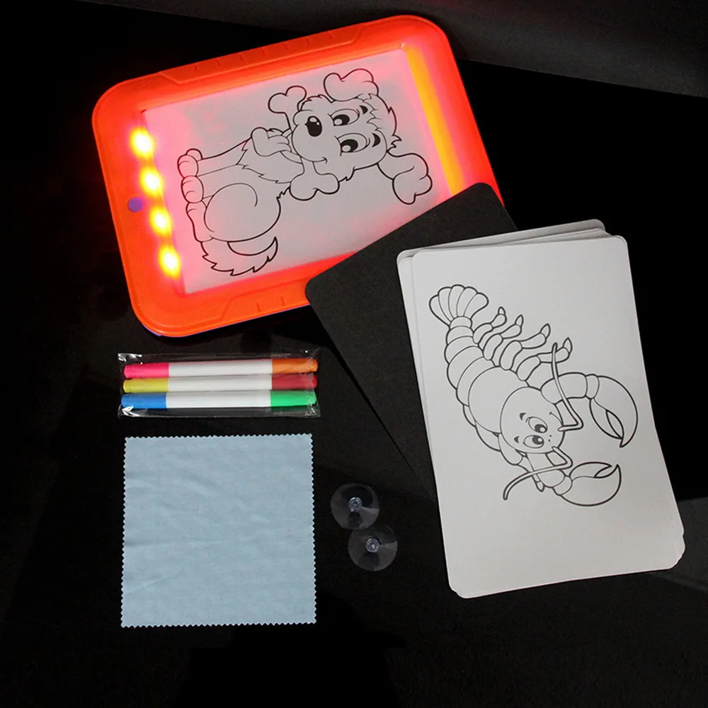 Amazon hot sell draw with light fun illuminate drawing board light for kids-educational toy magic drawing board