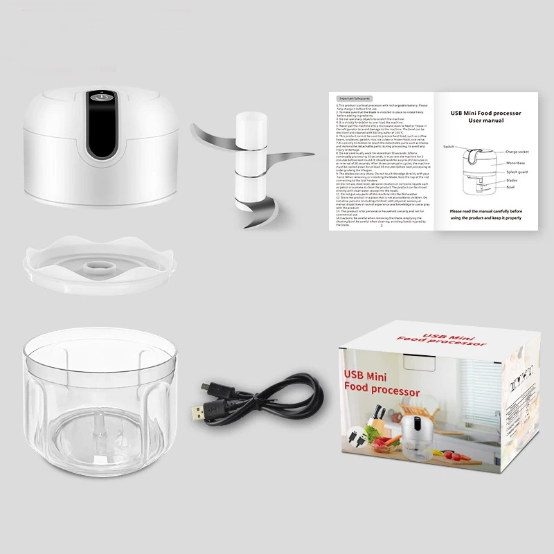 250mL Mini Electric Garlic Chopper USB Rechargeable Meat Vegetable Grinder Blender Kitchen Gadgets