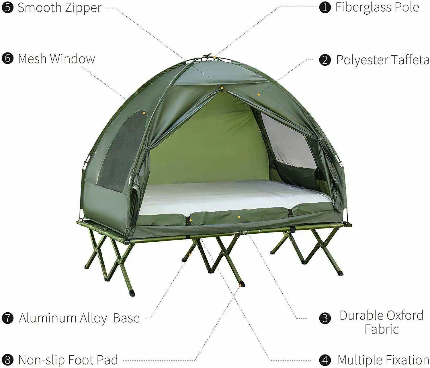 2 Person Portable Camping Bed Foldable Outdoor Elevated Camping Bed Tent Cot Tent Camping Tent With Bed