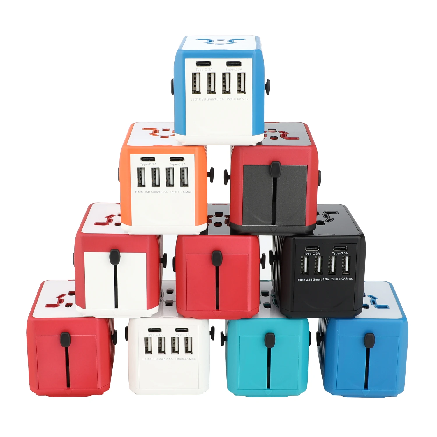 6USB 6A  power adapter Dual type C charge 2020 new idea AC DC plugs and sockets
