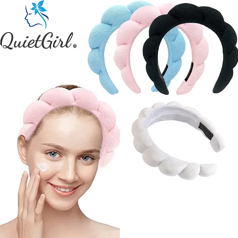 wholesale twisted bubble washing face hair band no-slip sponge puffy custom logo makeup spa headband for women