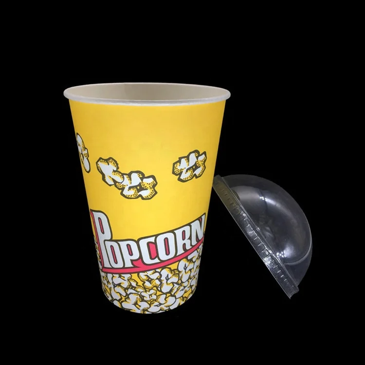 double walled Disposable Logo Print nachos Paper Cup Holder 32oz  46oz Popcorn cup Bucket With Lid