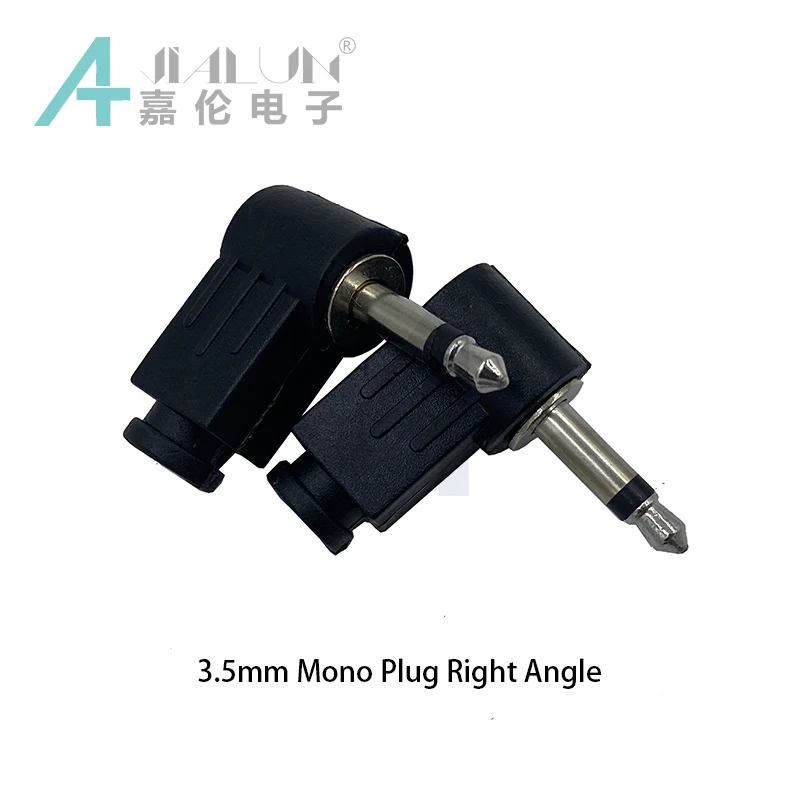 3.5mm Mono Plug Right Angle 90 Degree Solder Mono 2-Pole Plug Connector
